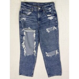 American Eagle Womens Jeans 8 Blue 90s Boyfriend Distressed Denim High Rise